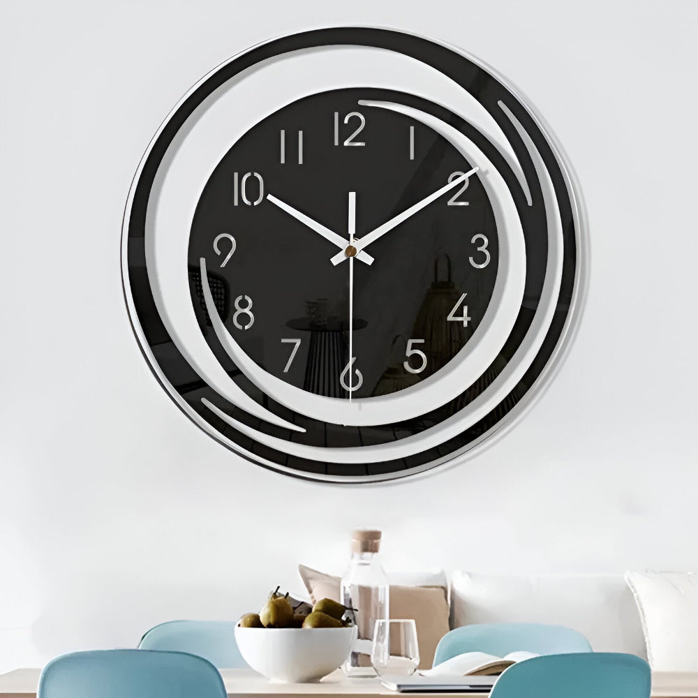 Modern Black Acrylic Wall Clock – 30 cm Silent Quartz Minimalist Decor 0