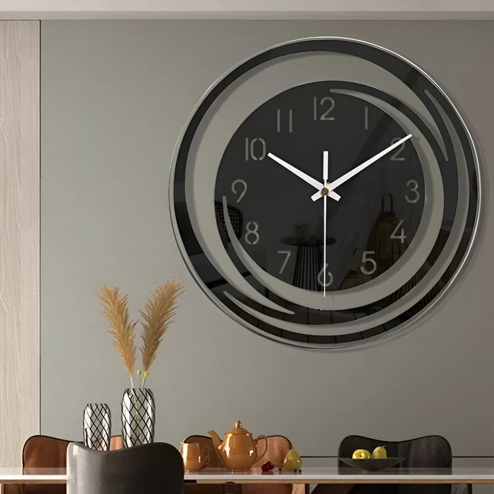 Modern Black Acrylic Wall Clock – 30 cm Silent Quartz Minimalist Decor 1