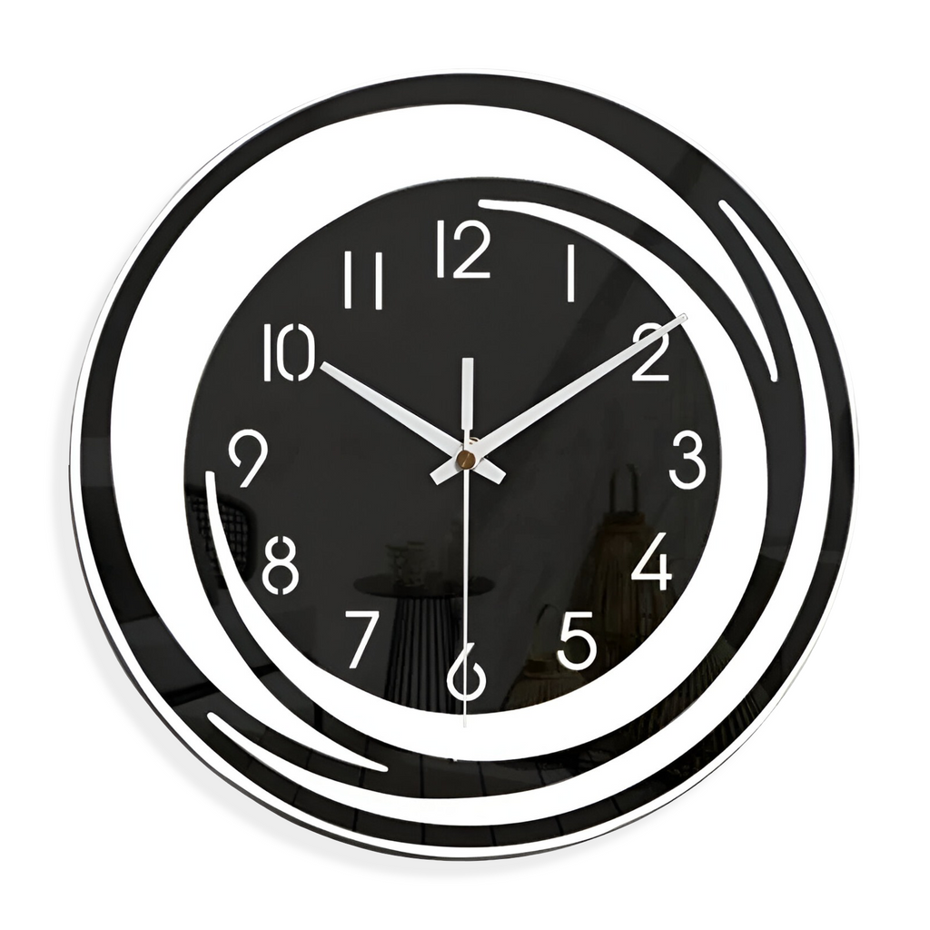 Modern Black Acrylic Wall Clock – 30 cm Silent Quartz Minimalist Decor 7