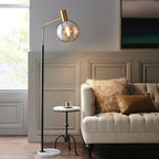 Modern Black Floor Lamp with Glass Dome Shade and Marble Base - 66.93 Standing Lamp 0