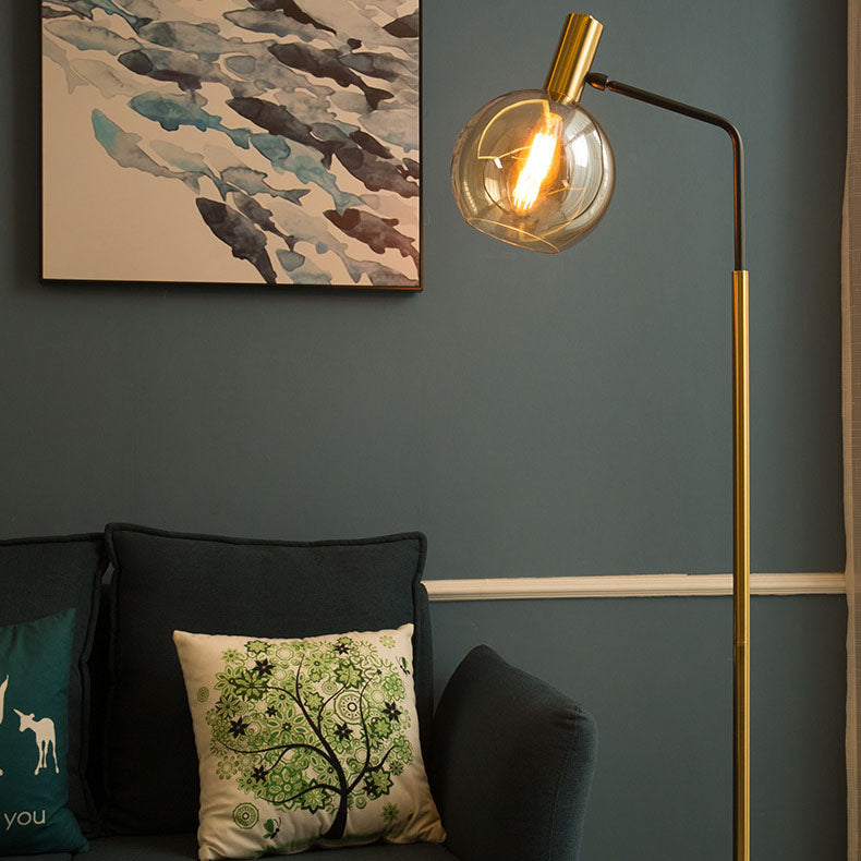 Modern Black Floor Lamp with Glass Dome Shade and Marble Base - 66.93 Standing Lamp 1