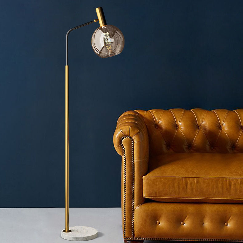 Modern Black Floor Lamp with Glass Dome Shade and Marble Base - 66.93 Standing Lamp 2