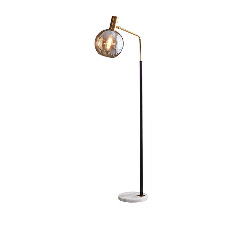 Modern Black Floor Lamp with Glass Dome Shade and Marble Base - 66.93 Standing Lamp 4