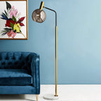 Modern Black Floor Lamp with Glass Dome Shade and Marble Base - 66.93 Standing Lamp 9