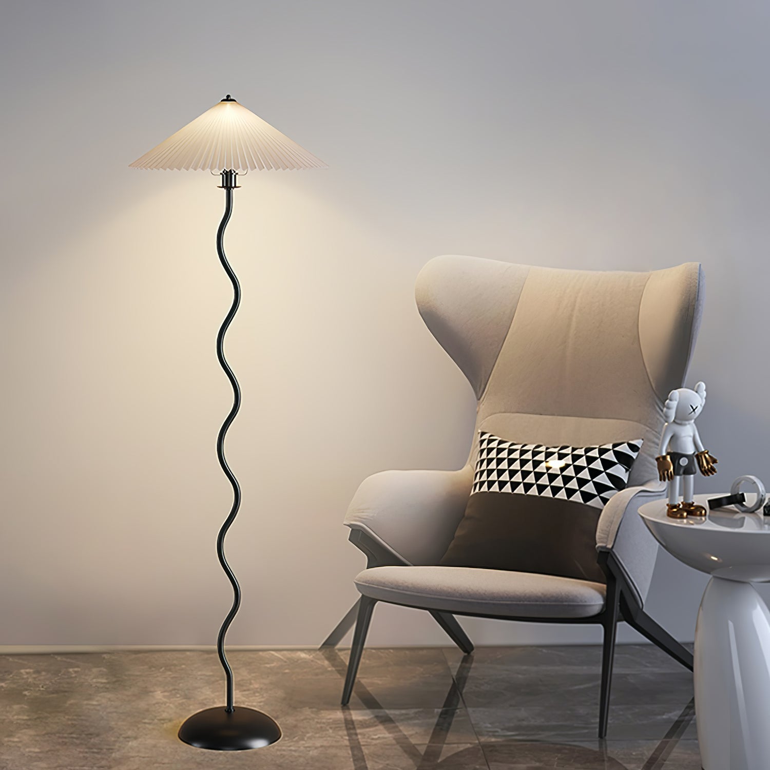Modern Black Floor Lamp with Wavy Design for Living Room 4