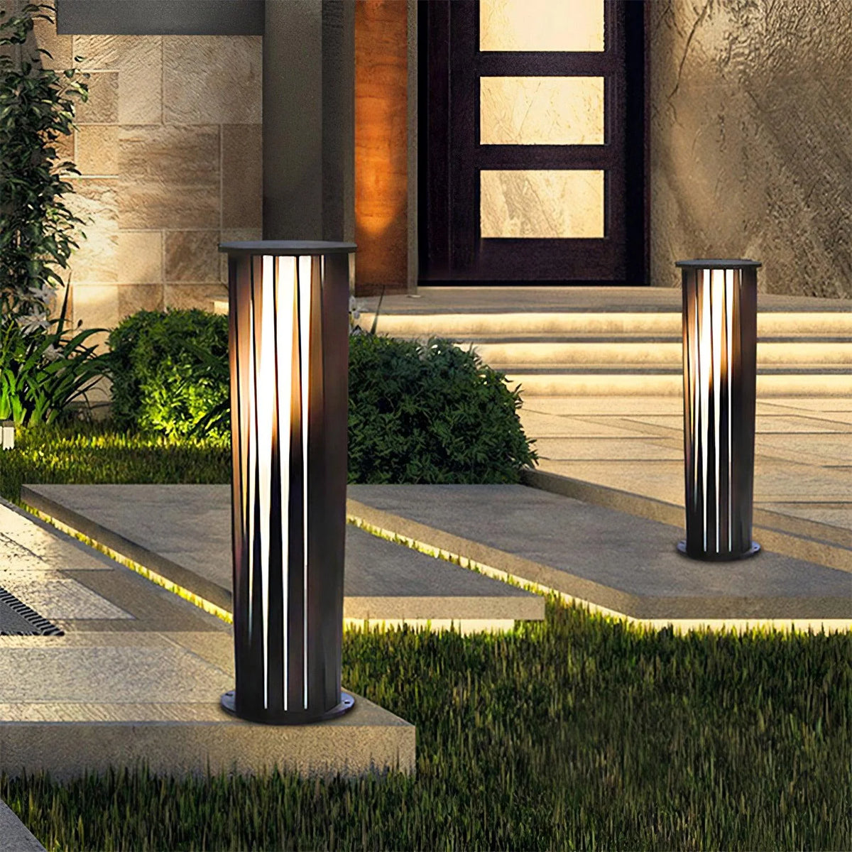 Black Zinc Metal Outdoor Wall Light Cylindrical IP65 Acrylic Shade Modern Patio Garden Home Decor - Stack & Clear 10