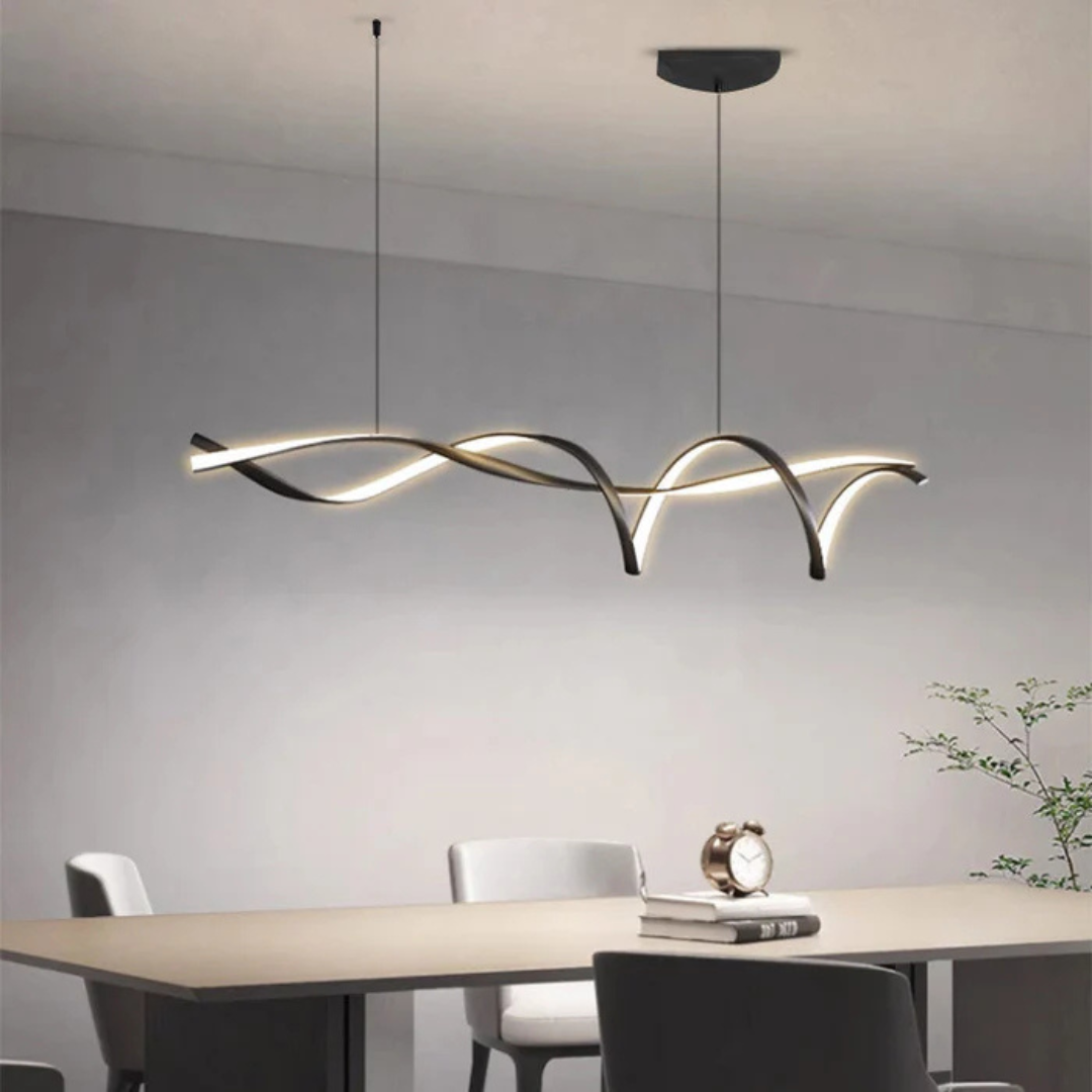 Modern Black Pendant Light – Adjustable Height LED Hanging Lamp for Kitchen and Dining Spaces 0