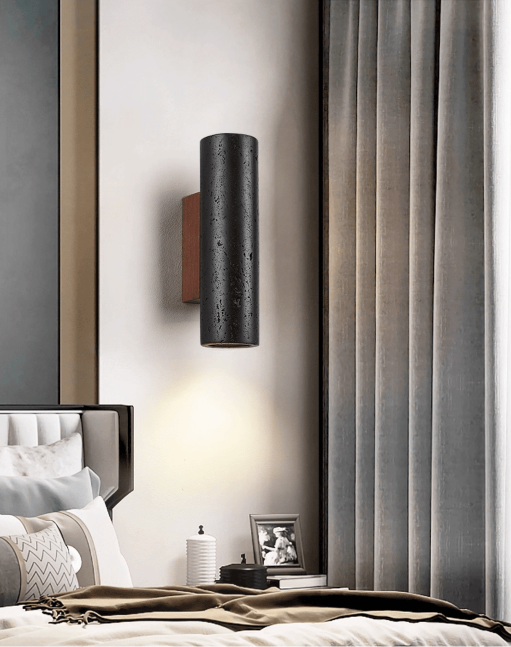 Modern Black Travertine LED Wall Sconce Lighting 2