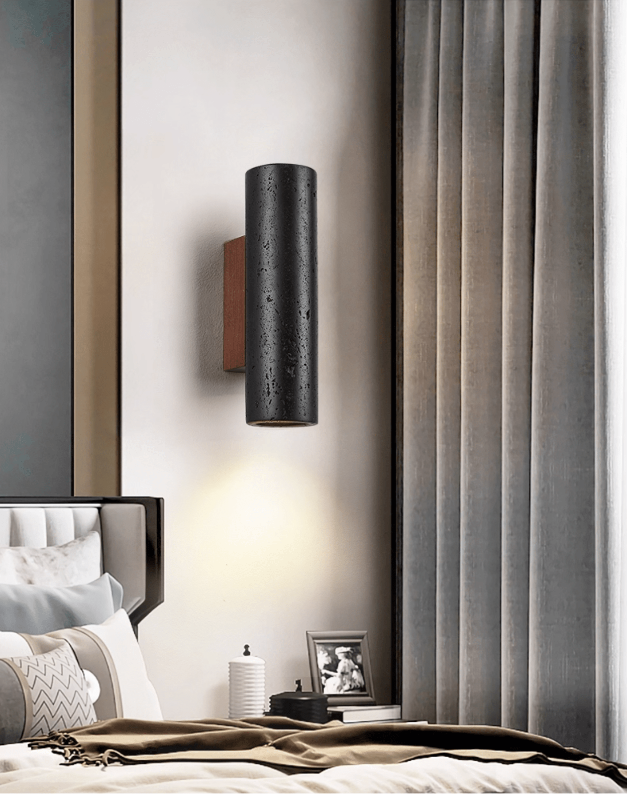 Modern Black Travertine LED Wall Sconce Lighting 2