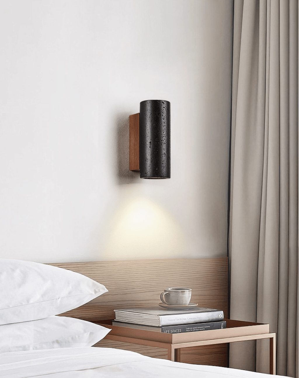 Modern Black Travertine LED Wall Sconce Lighting 3