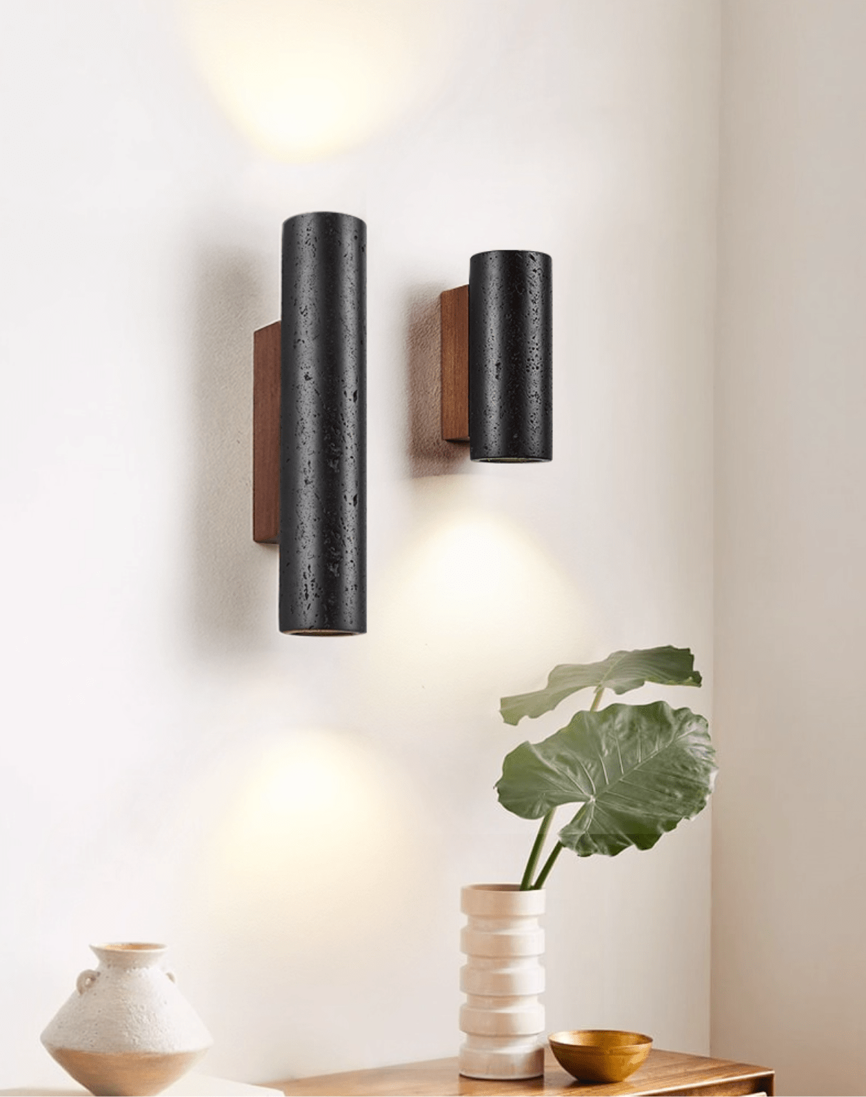 Modern Black Travertine LED Wall Sconce Lighting 5