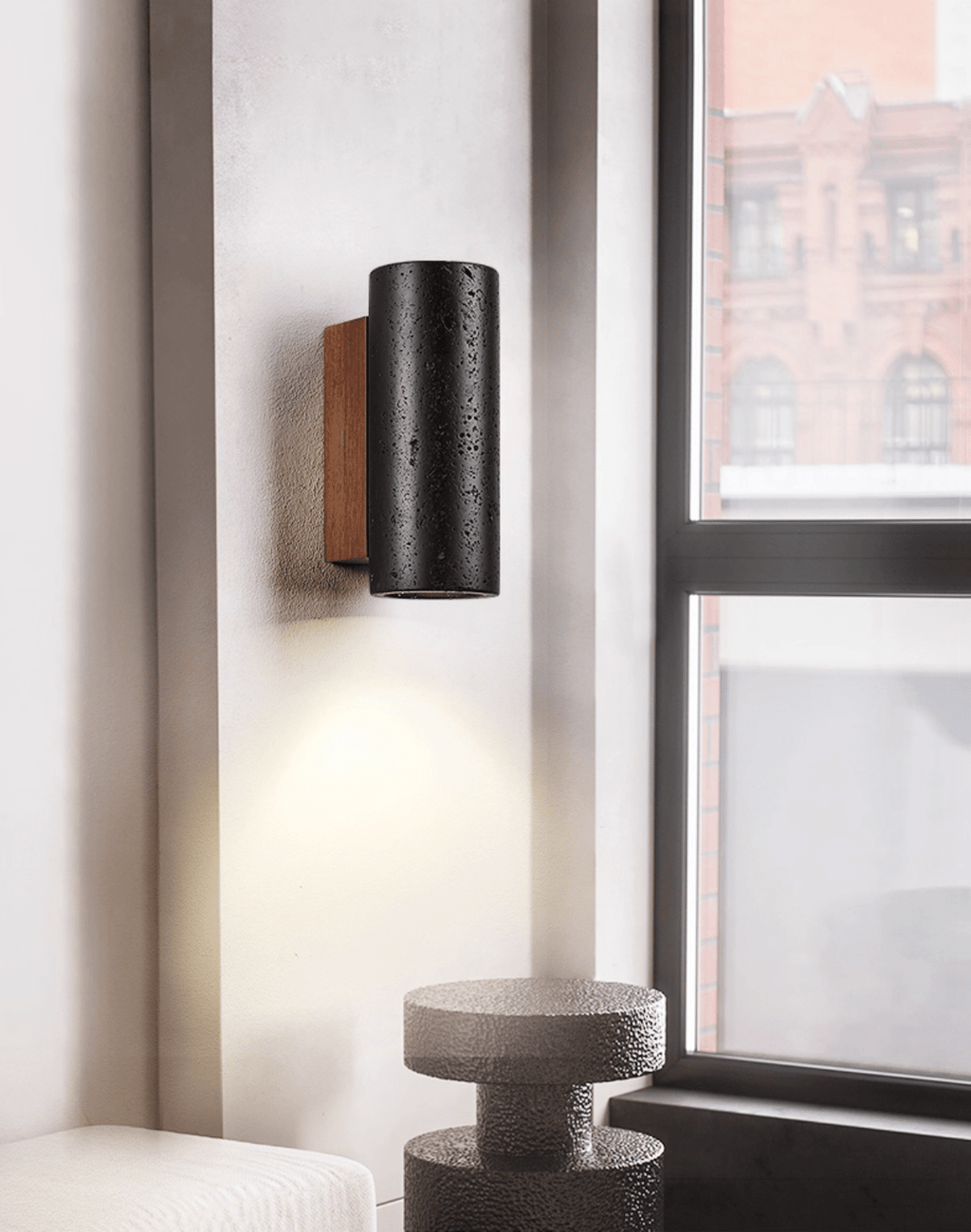Modern Black Travertine LED Wall Sconce Lighting 6