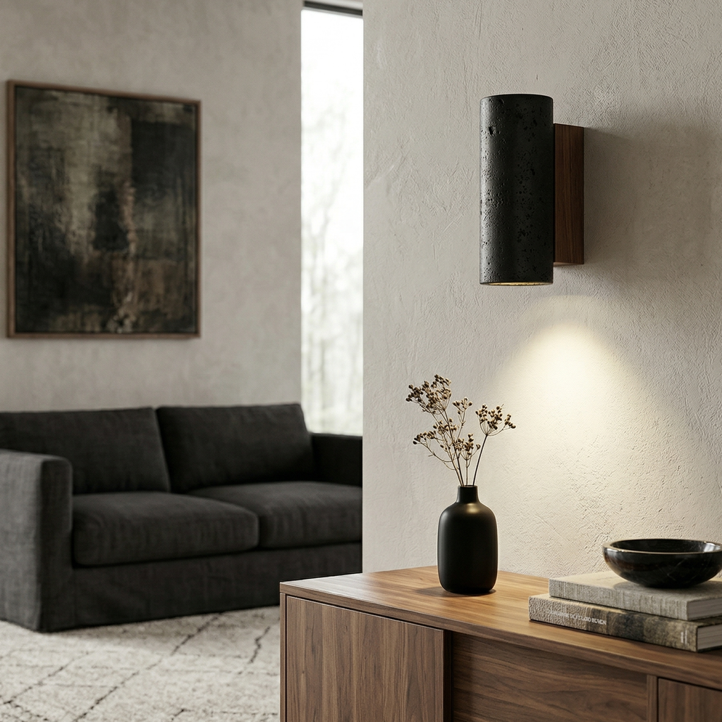Modern Black Travertine LED Wall Sconce Lighting 99