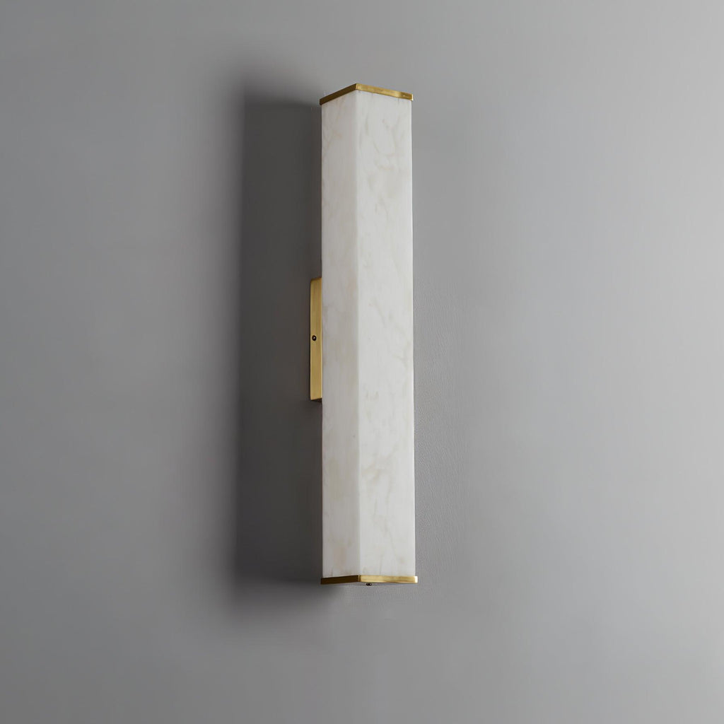 Modern Brass LED Wall Sconce With Alabaster Shade 0