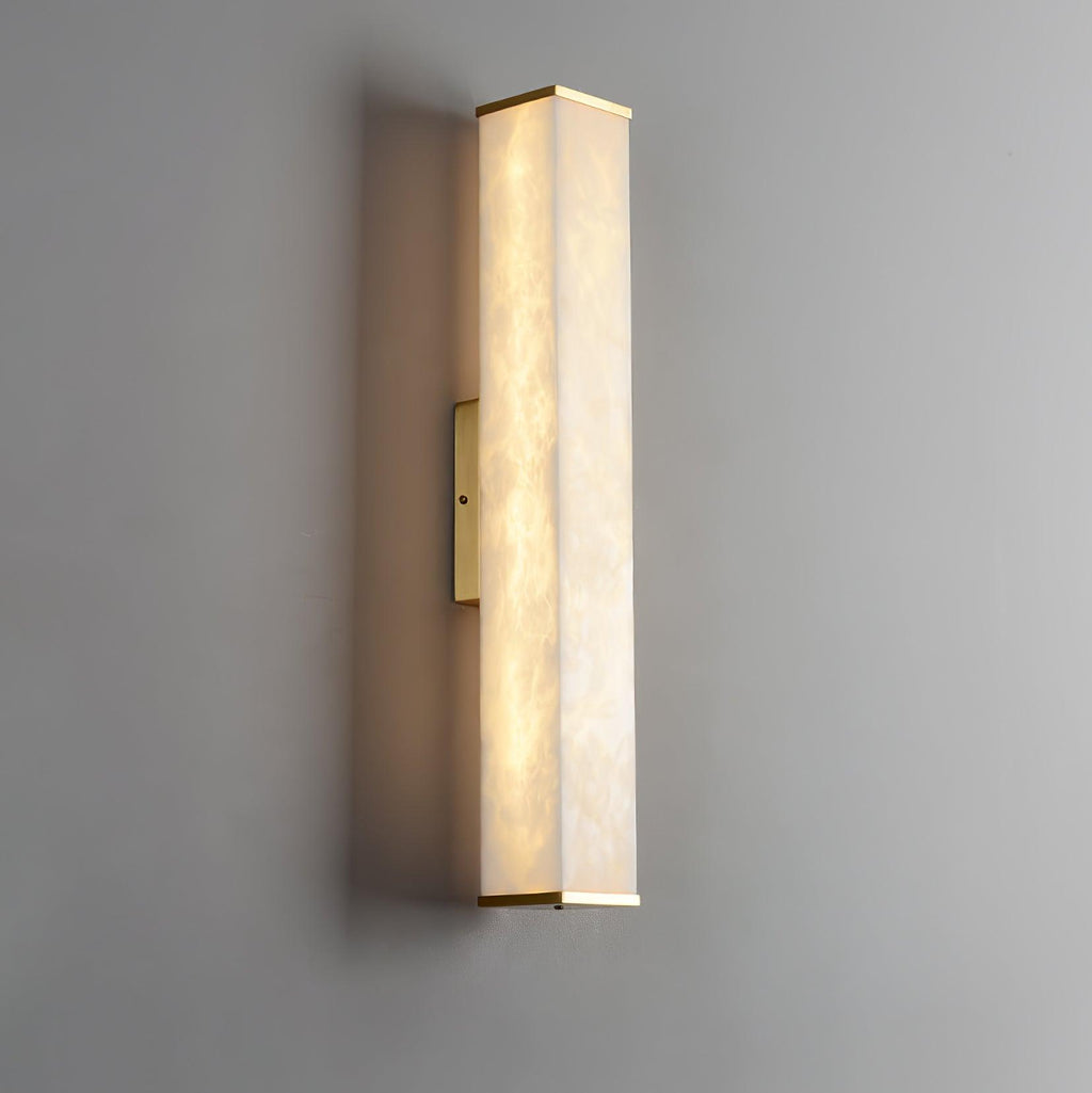 Modern Brass LED Wall Sconce With Alabaster Shade 10