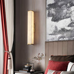 Modern Brass LED Wall Sconce With Alabaster Shade 2