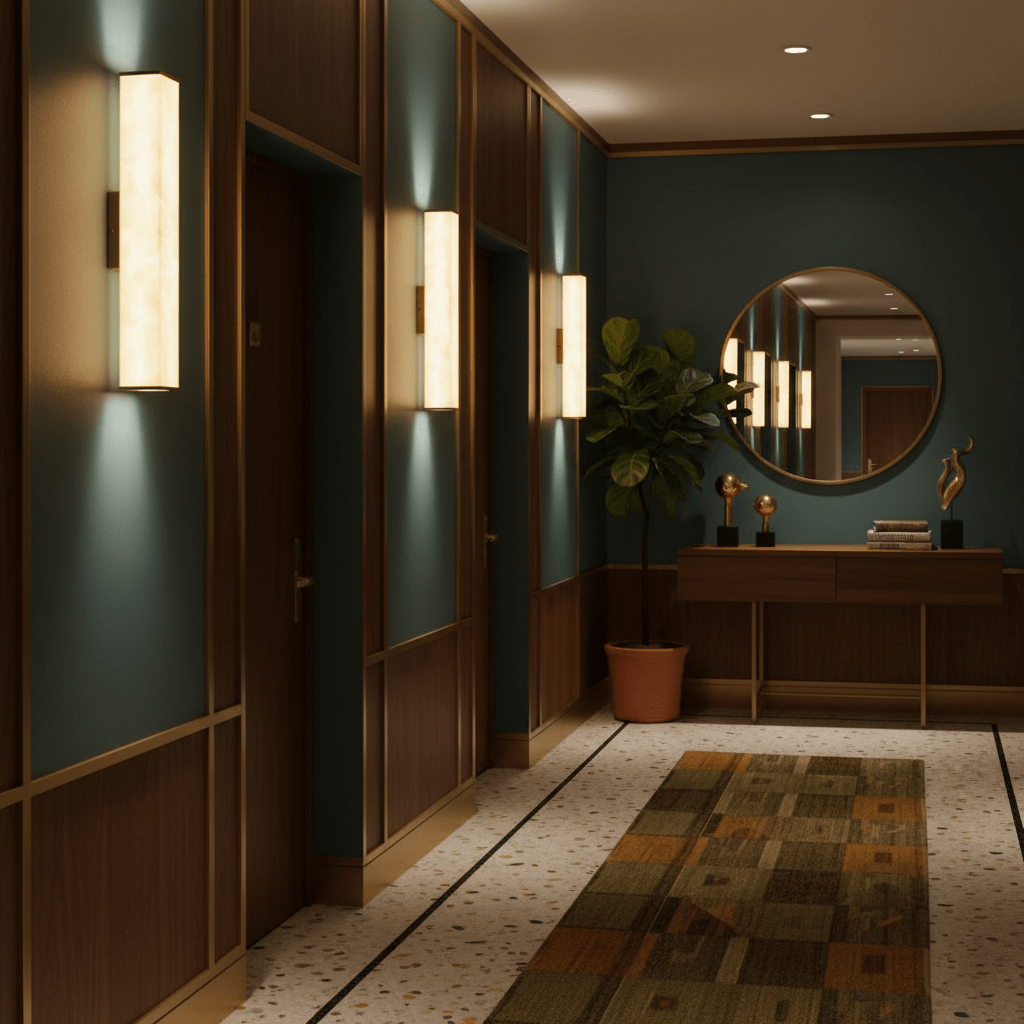 Modern Brass LED Wall Sconce With Alabaster Shade 3