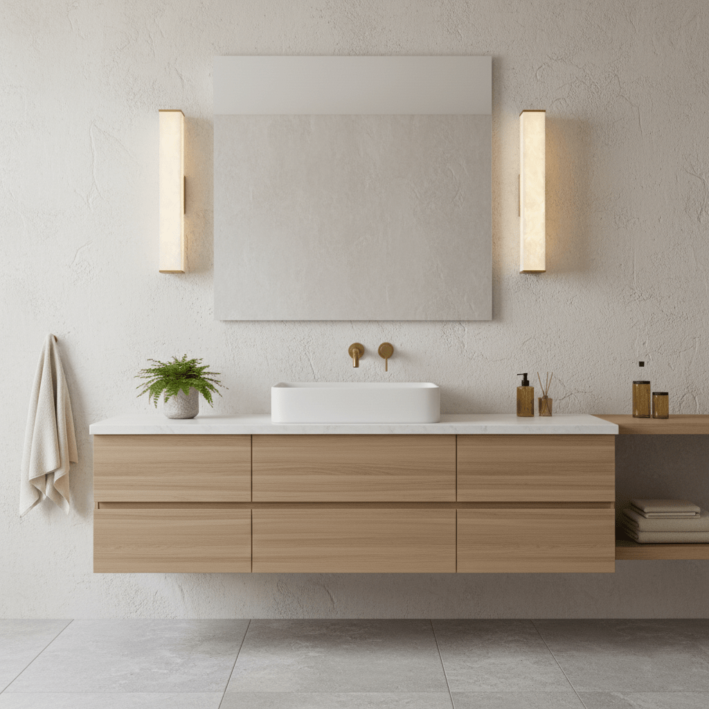 Modern Brass LED Wall Sconce With Alabaster Shade 5