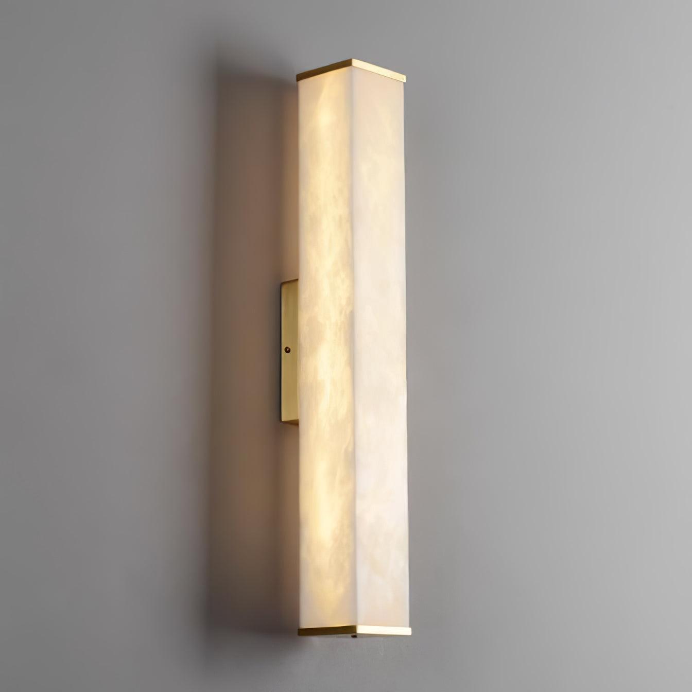 Modern Brass LED Wall Sconce With Alabaster Shade 9
