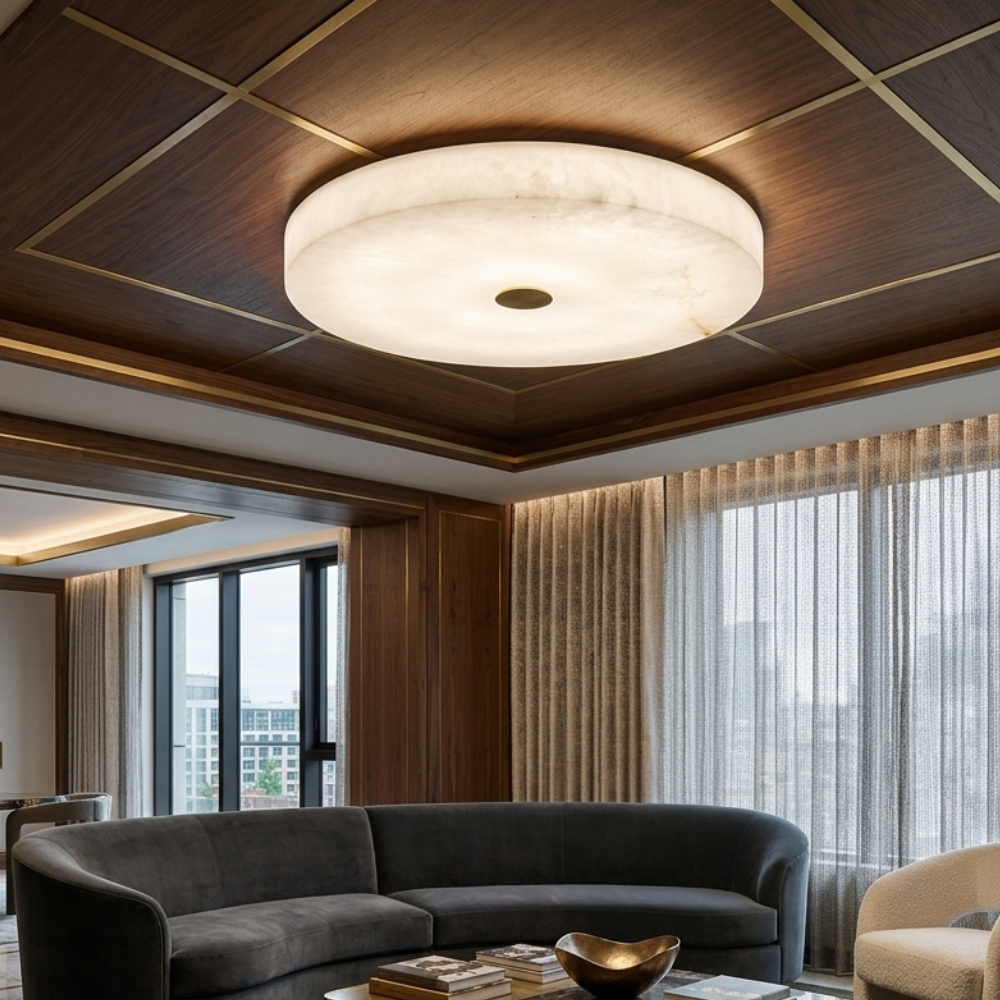Modern Ceiling Light Alabaster Integrated LED Dimmable