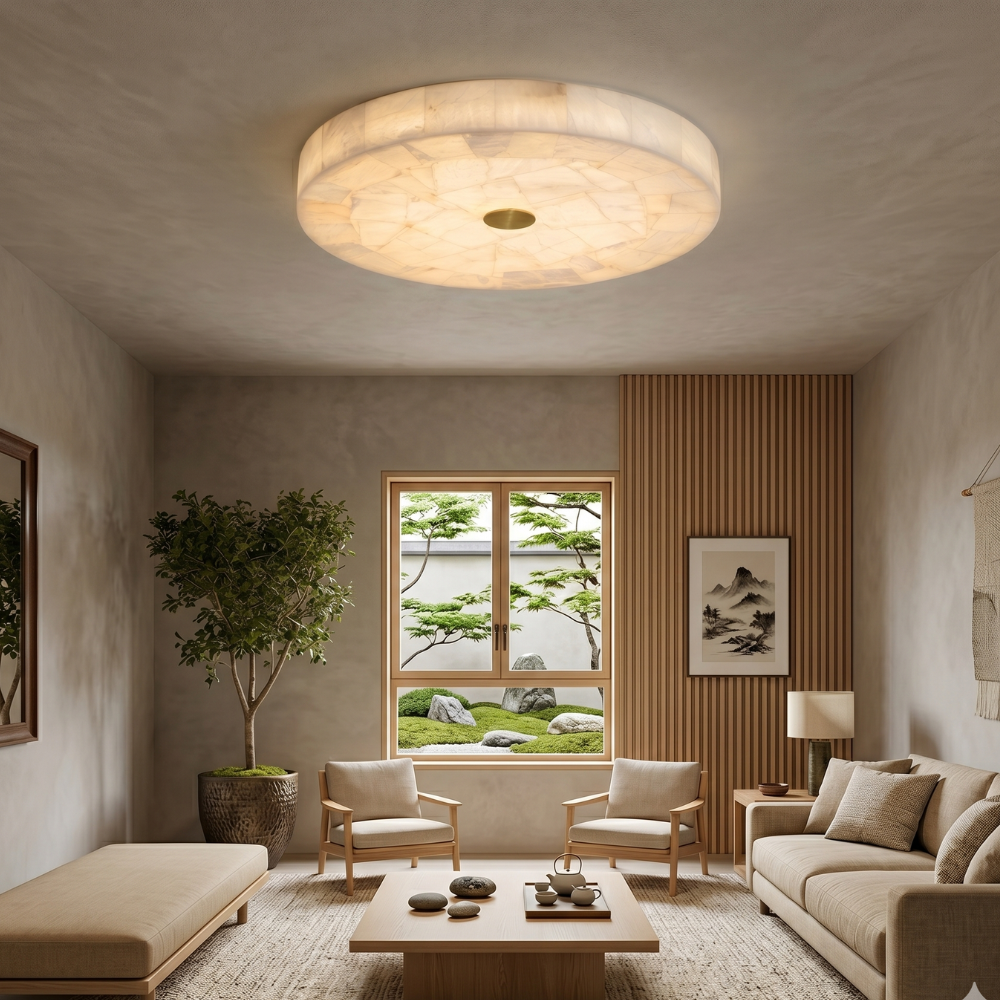 Modern Ceiling Light Alabaster White Gold Elegant Design 88