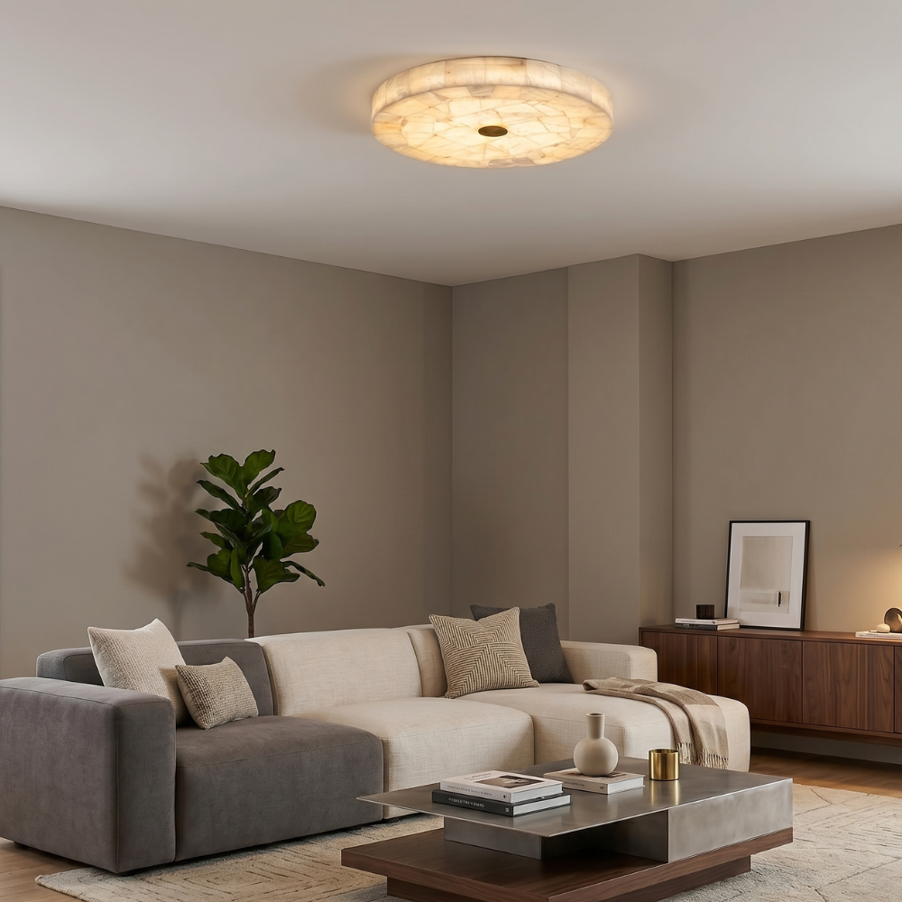Modern Ceiling Light Alabaster White Gold Elegant Design 89