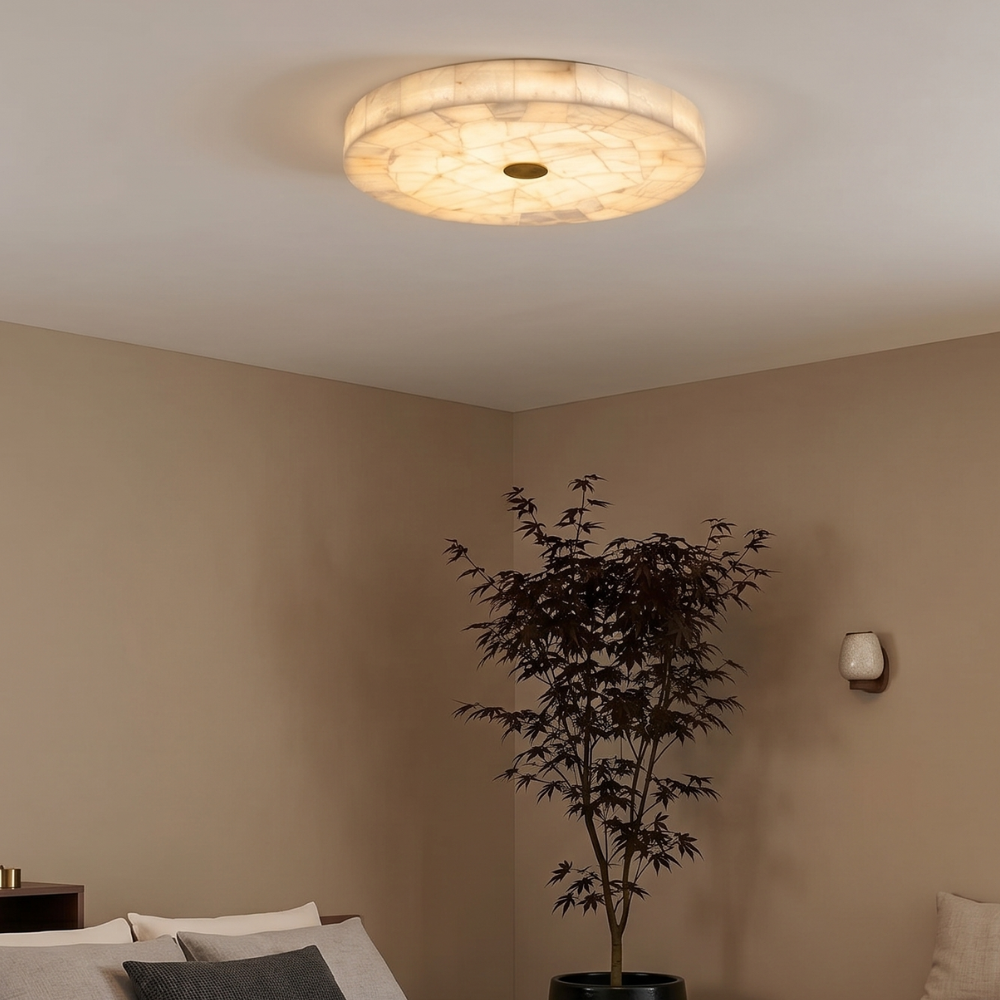 Modern Ceiling Light Alabaster White Gold Elegant Design 90