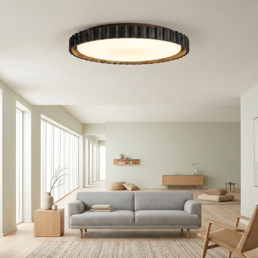 Modern Ceiling Light Black Travertine Dimmable LED Design 99