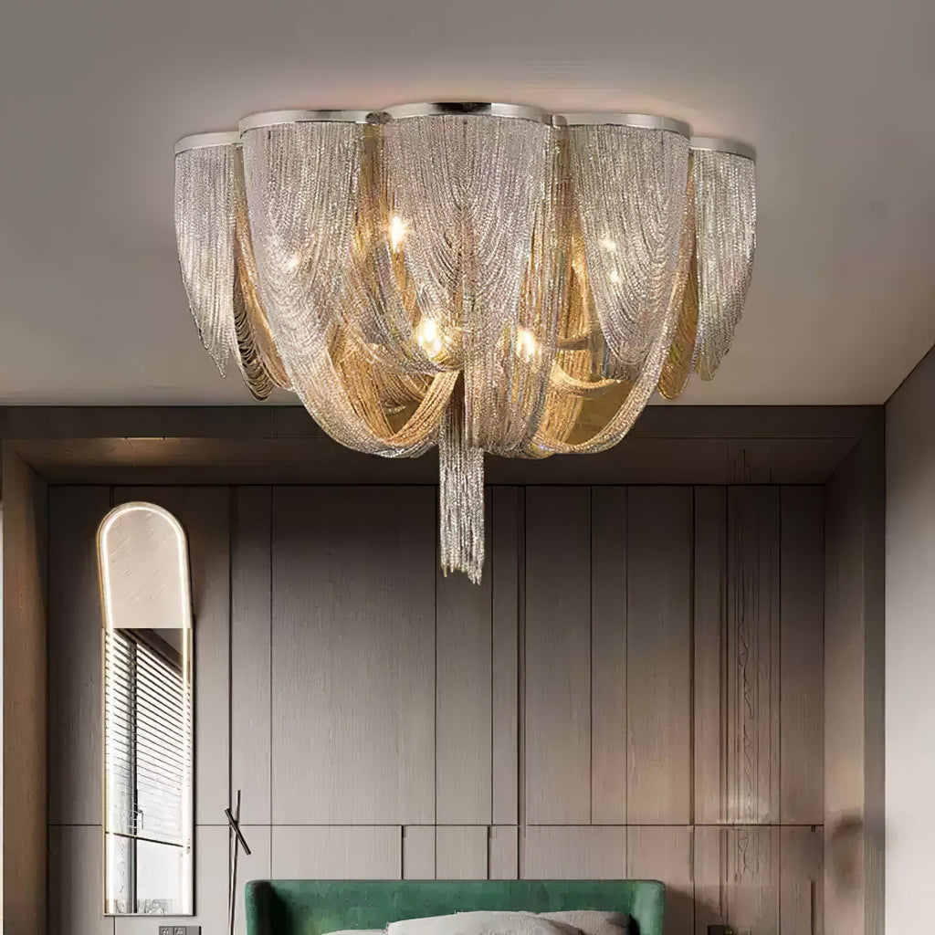 Modern Ceiling Light Metallic Chain Elegant Design 2