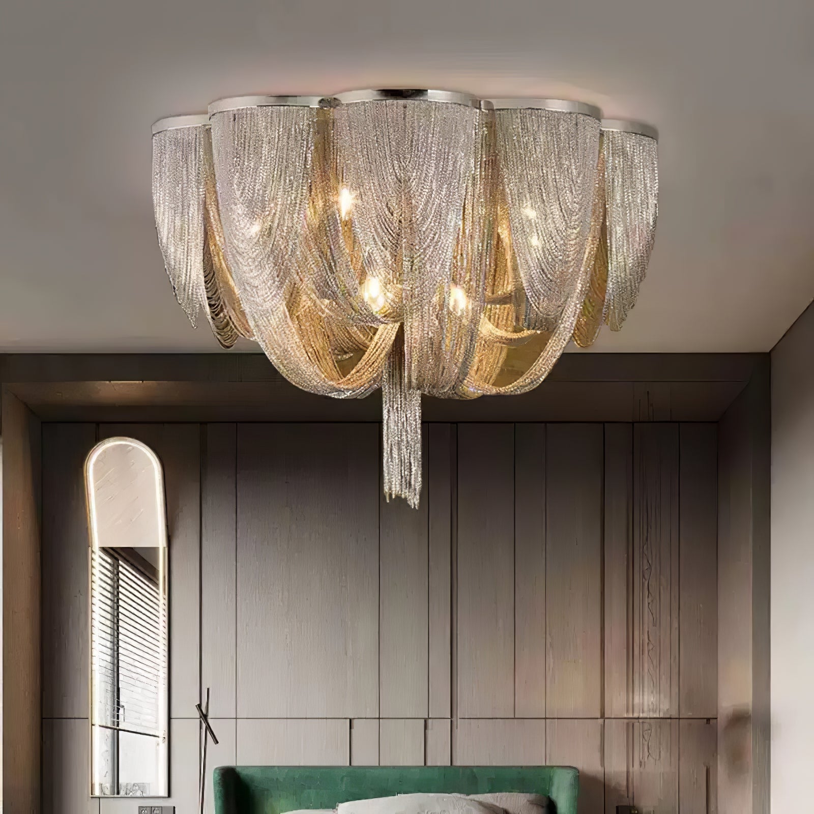 Modern Ceiling Light Metallic Chain Elegant Design 2