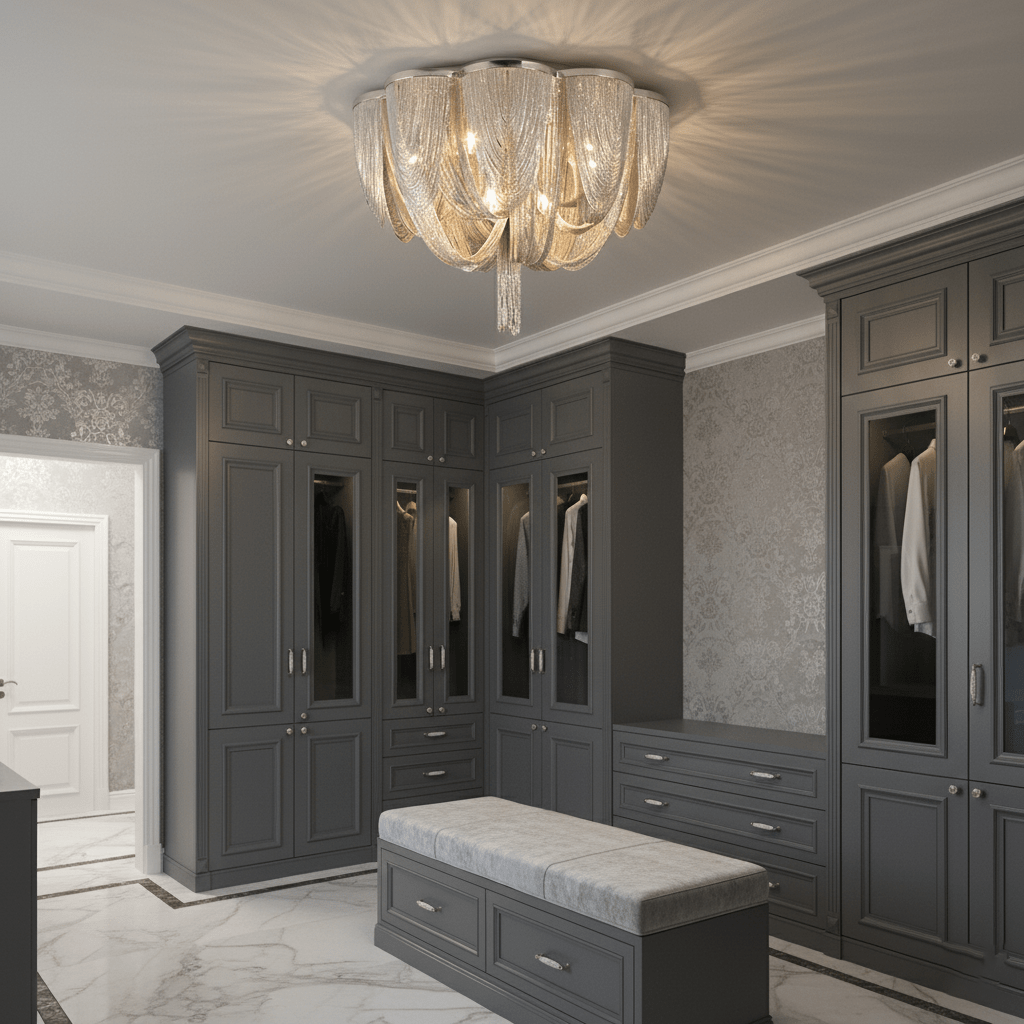 Modern Ceiling Light Metallic Chain Elegant Design 3