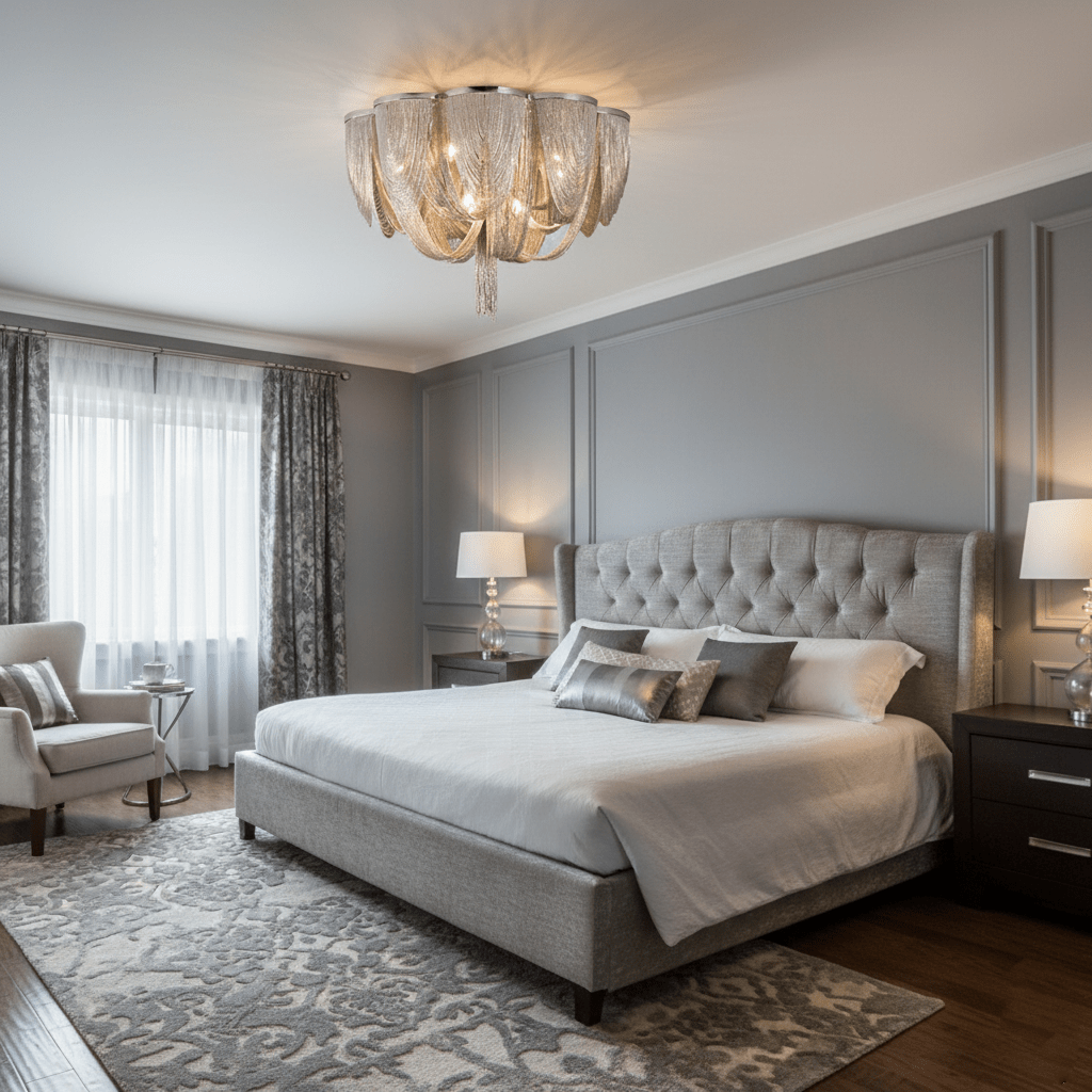Modern Ceiling Light Metallic Chain Elegant Design 4