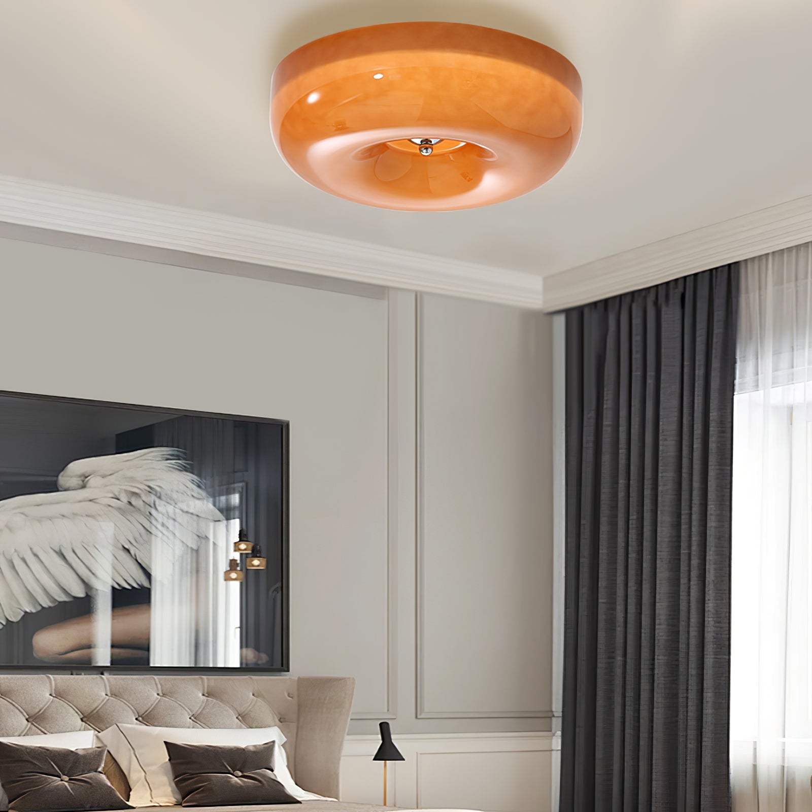 Modern Ceiling Light Swirl Glass Dimmable Iron Frame 2