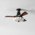 Modern Ceiling Light Textured Fabric Walnut Wood Adjustable Height 10