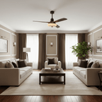 Modern Ceiling Light Textured Fabric Walnut Wood Adjustable Height 7
