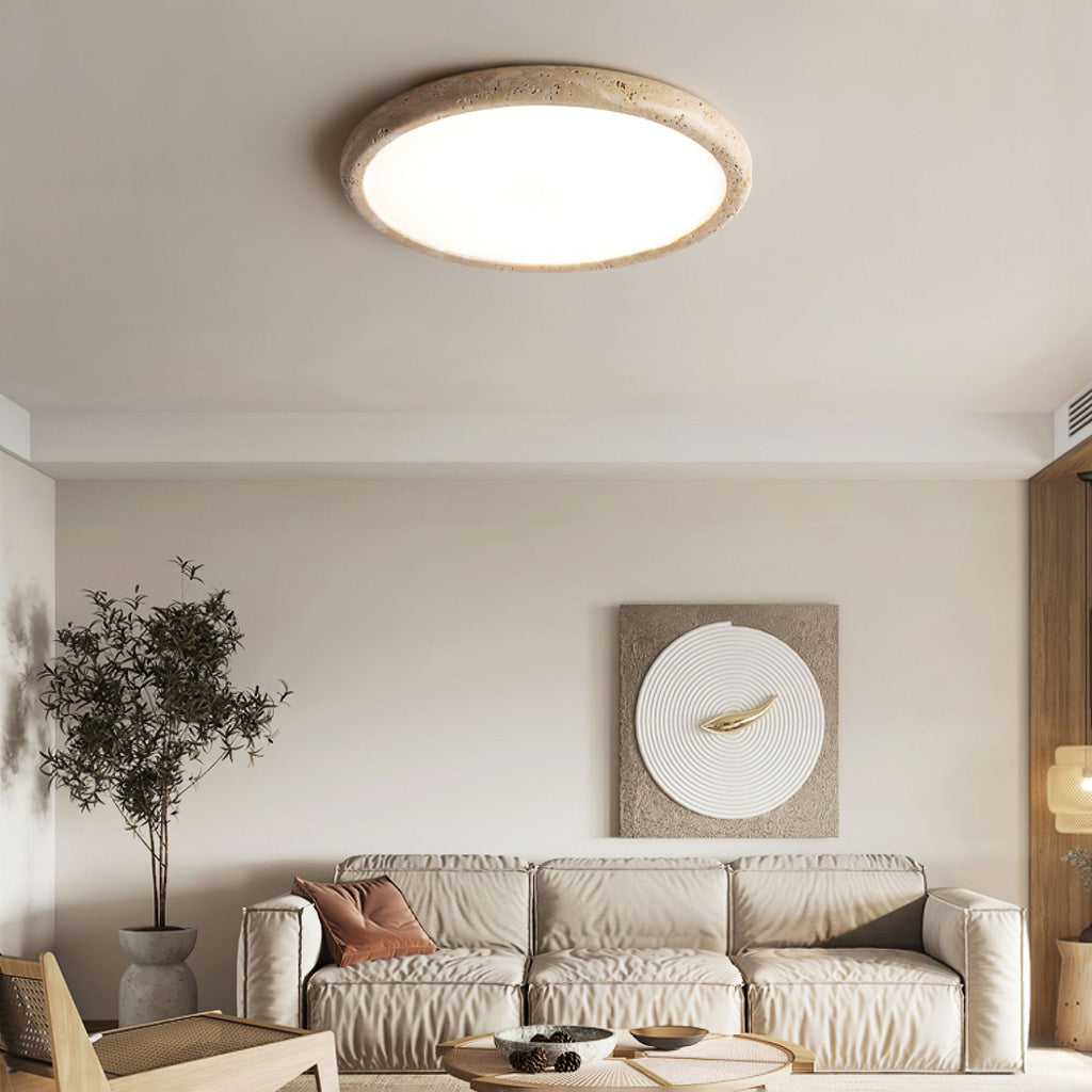 Modern Ceiling Light Yellow Travertine Integrated LED 2