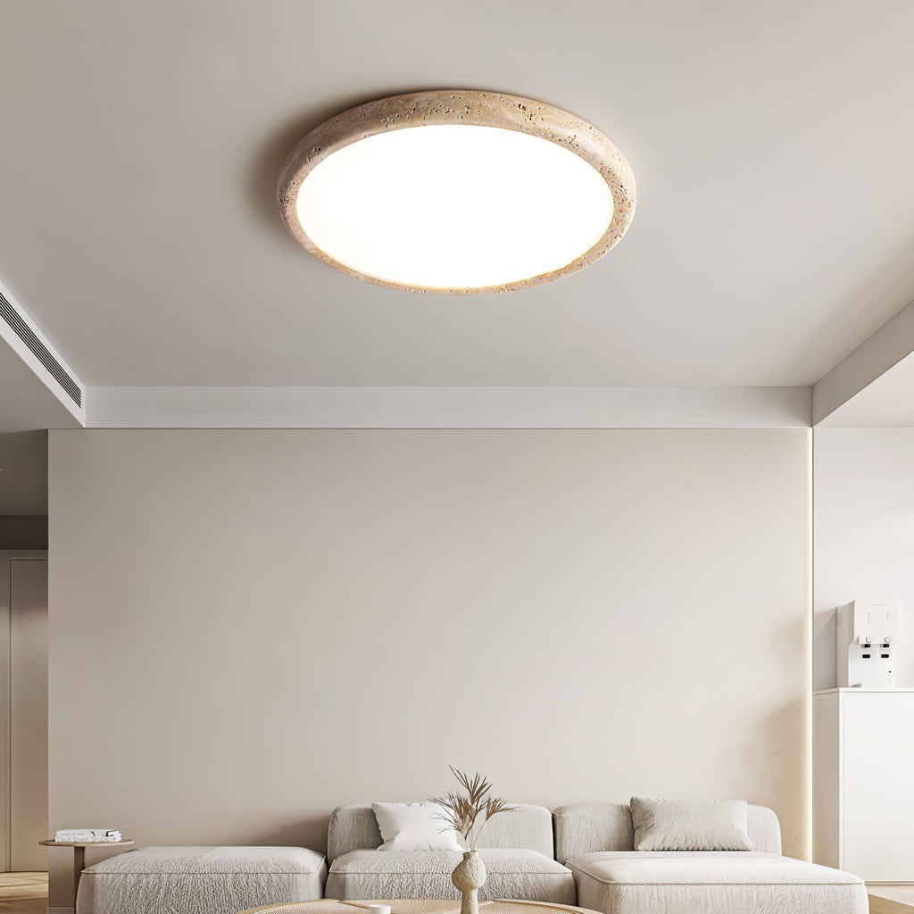 Modern Ceiling Light Yellow Travertine Integrated LED 4