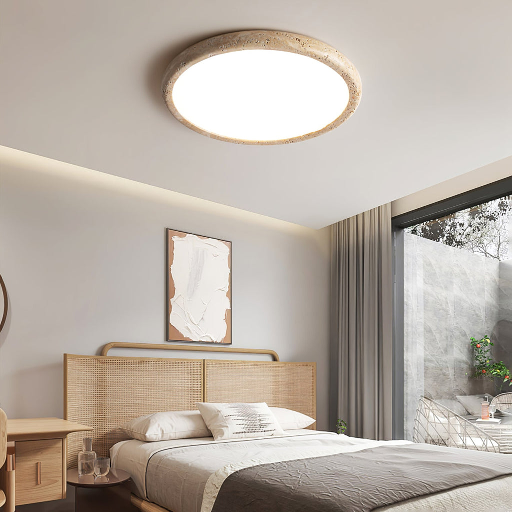 Modern Ceiling Light Yellow Travertine Integrated LED 5