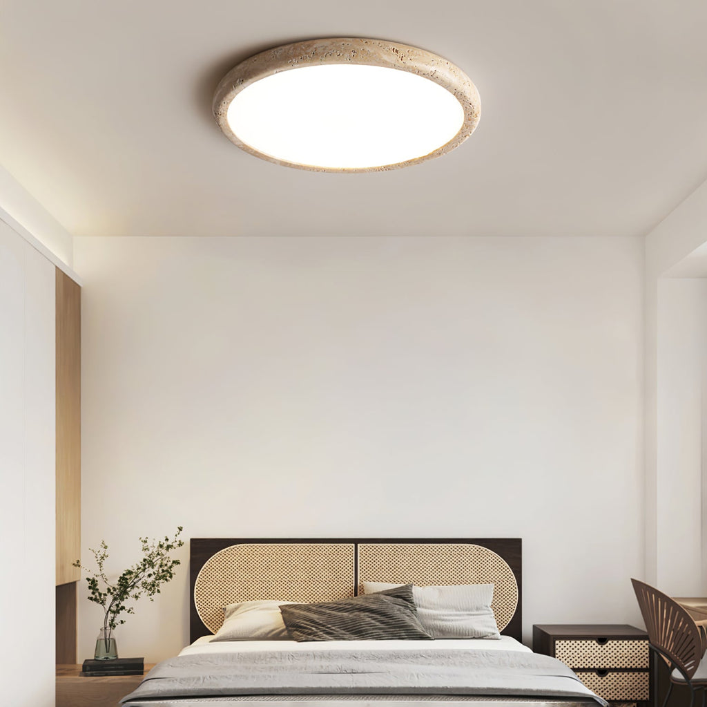 Modern Ceiling Light Yellow Travertine Integrated LED 6