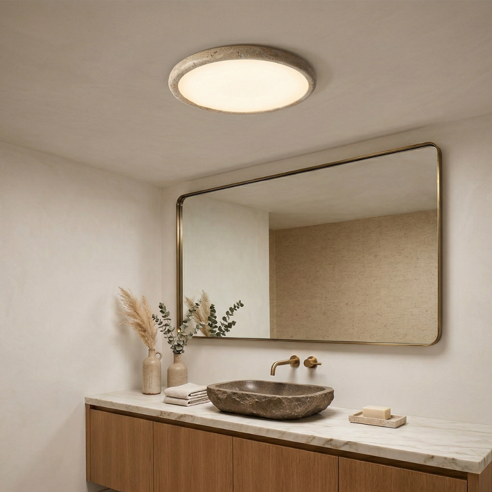 Modern Ceiling Light Yellow Travertine Integrated LED 99
