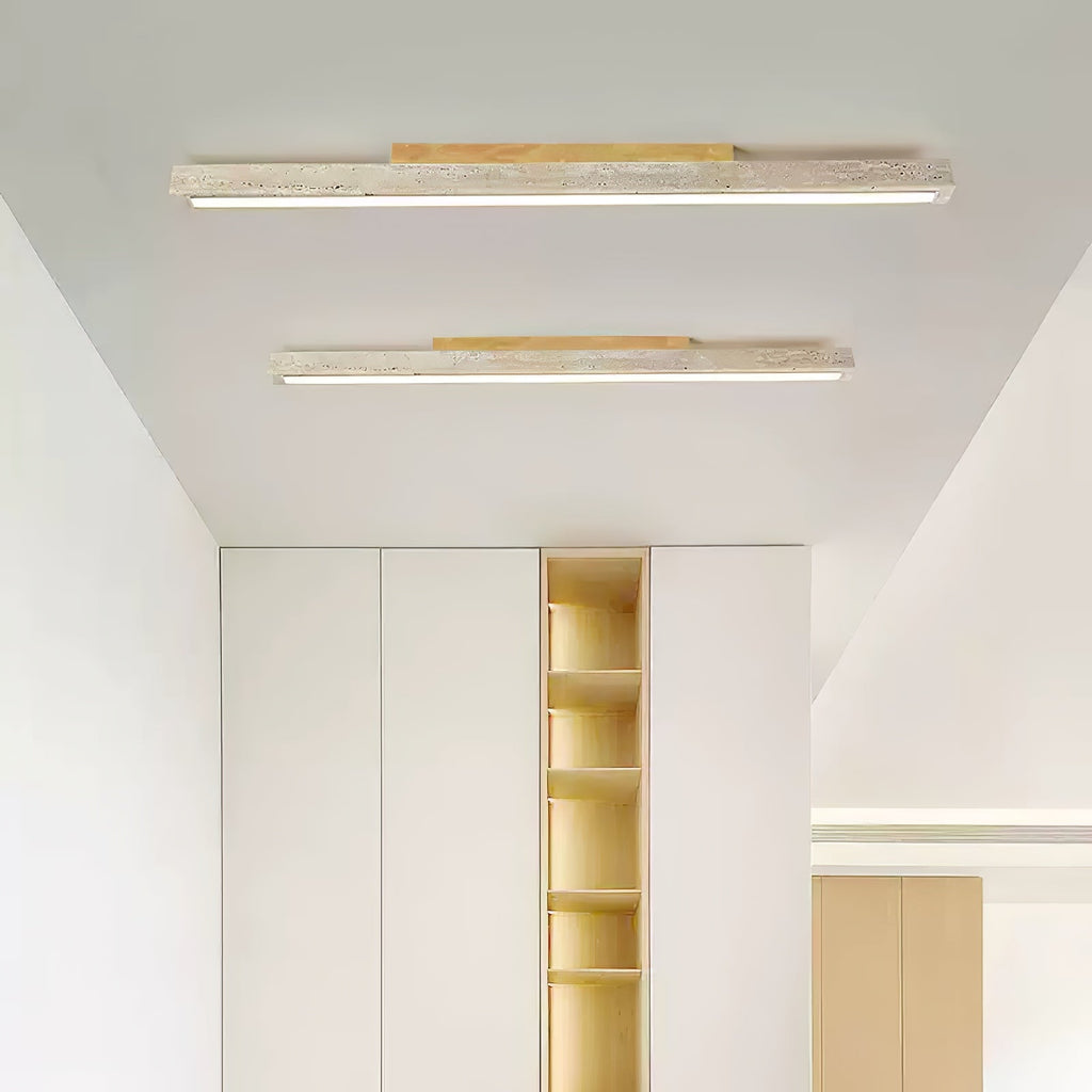 Modern Ceiling Light Yellow Travertine Linear Design LED 2