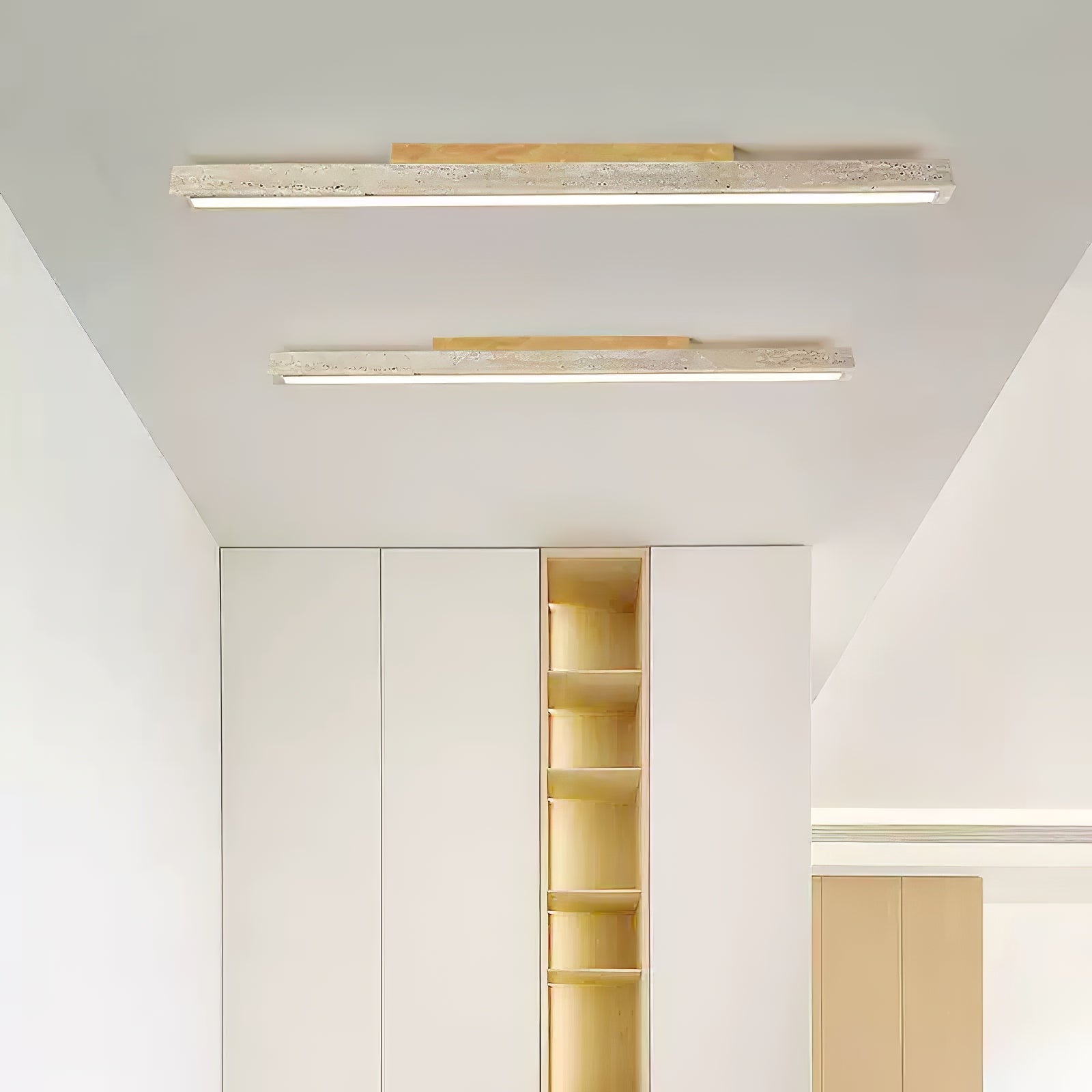 Modern Ceiling Light Yellow Travertine Linear Design LED 2