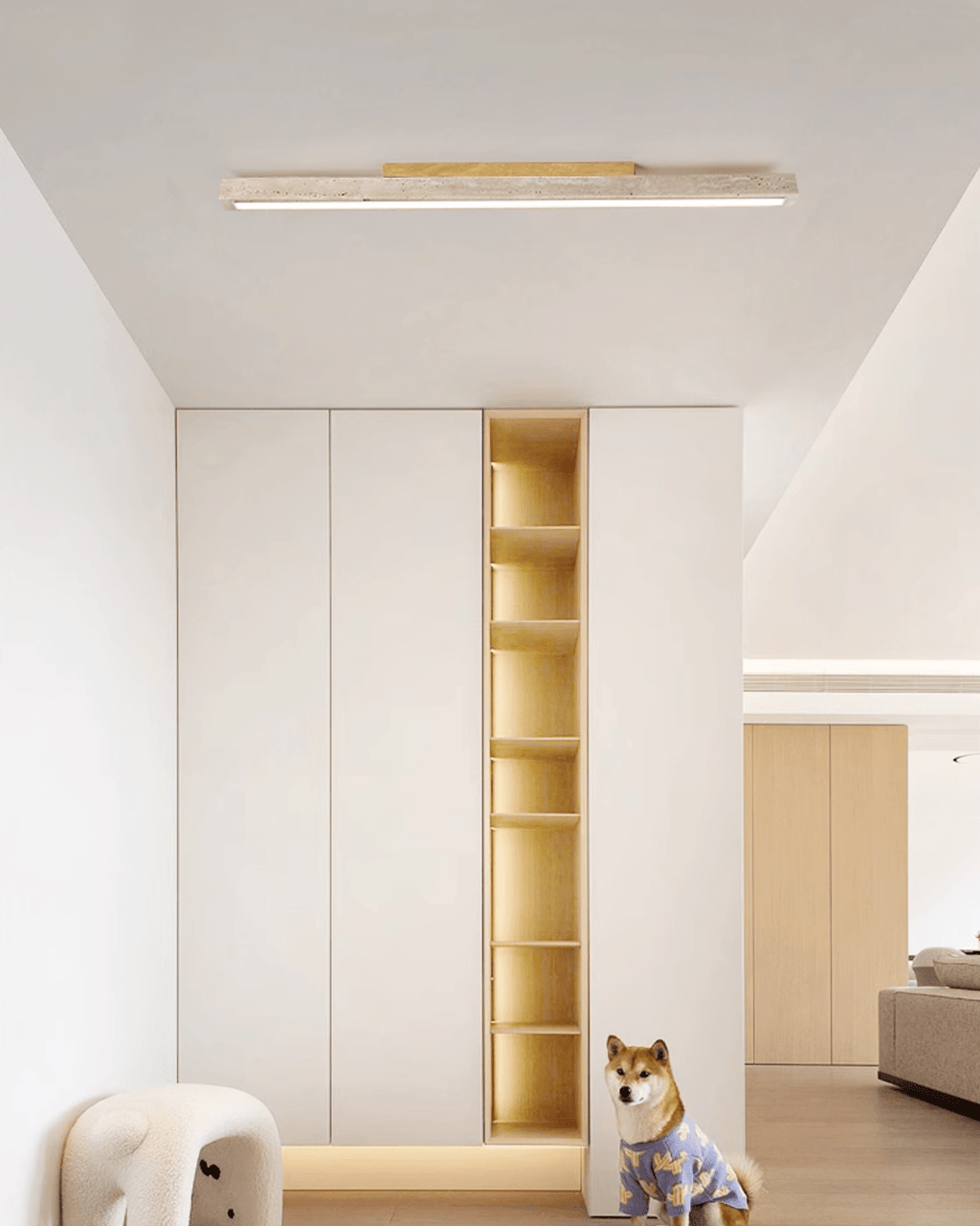 Modern Ceiling Light Yellow Travertine Linear Design LED 3