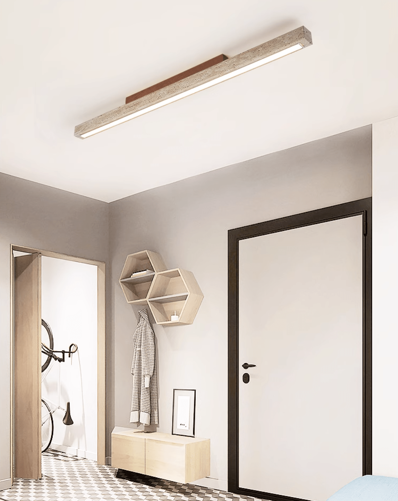 Modern Ceiling Light Yellow Travertine Linear Design LED 4