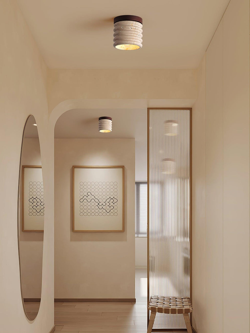 Modern Ceiling Spotlight Yellow Travertine Textured Design 7