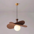 Modern Chandelier Ash Wood Fabric Petal Design Adjustable Height 0