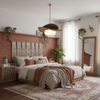 Modern Chandelier Ash Wood Fabric Petal Design Adjustable Height 4