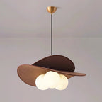 Modern Chandelier Ash Wood Fabric Petal Design Adjustable Height 7