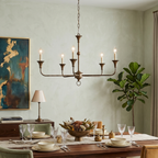 Modern Chandelier Brass Adjustable Height Candle Style 90