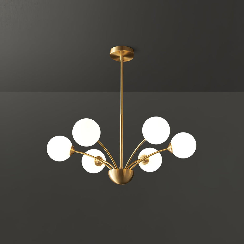 Modern Chandelier Brass Glass Eight Arms Adjustable Height 0